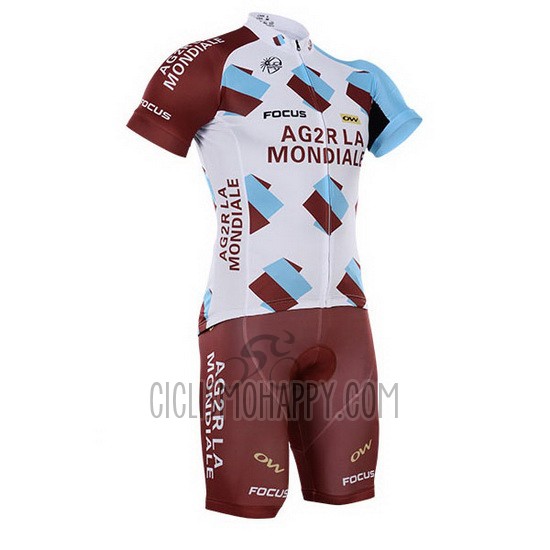 Ag2rla Cycling Jersey Bib Short 2016 Short Sleeve Marron
